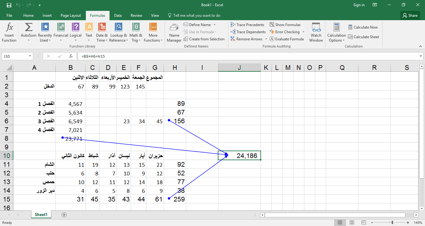 إظهار الخانات